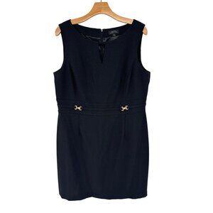 Tahari Arthur S. Levine Womens Black Sleeveless Dress Size 16 Gold Accent career